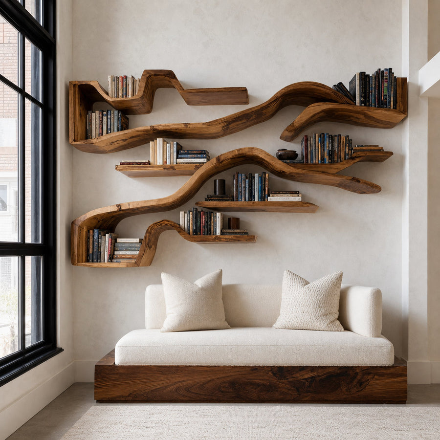 Organic Floating Bookshelf For Living Room Or Study