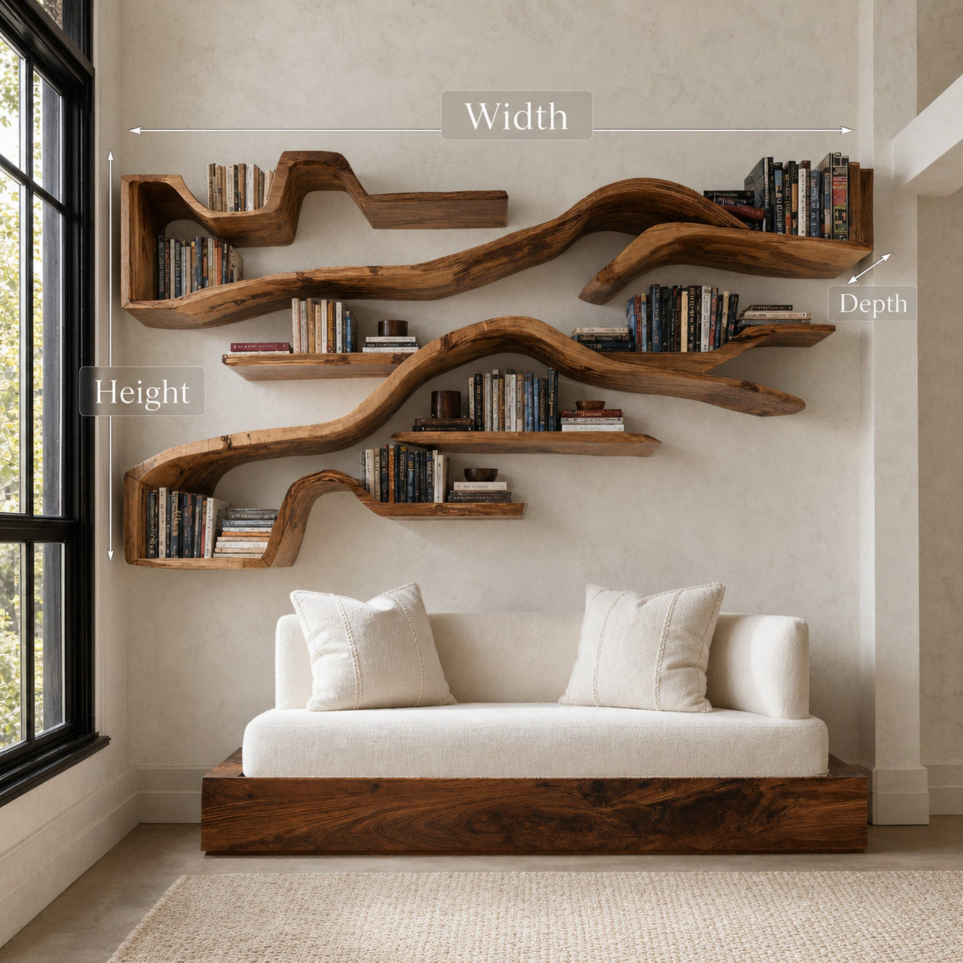 Organic Floating Bookshelf For Living Room Or Study - product view 6