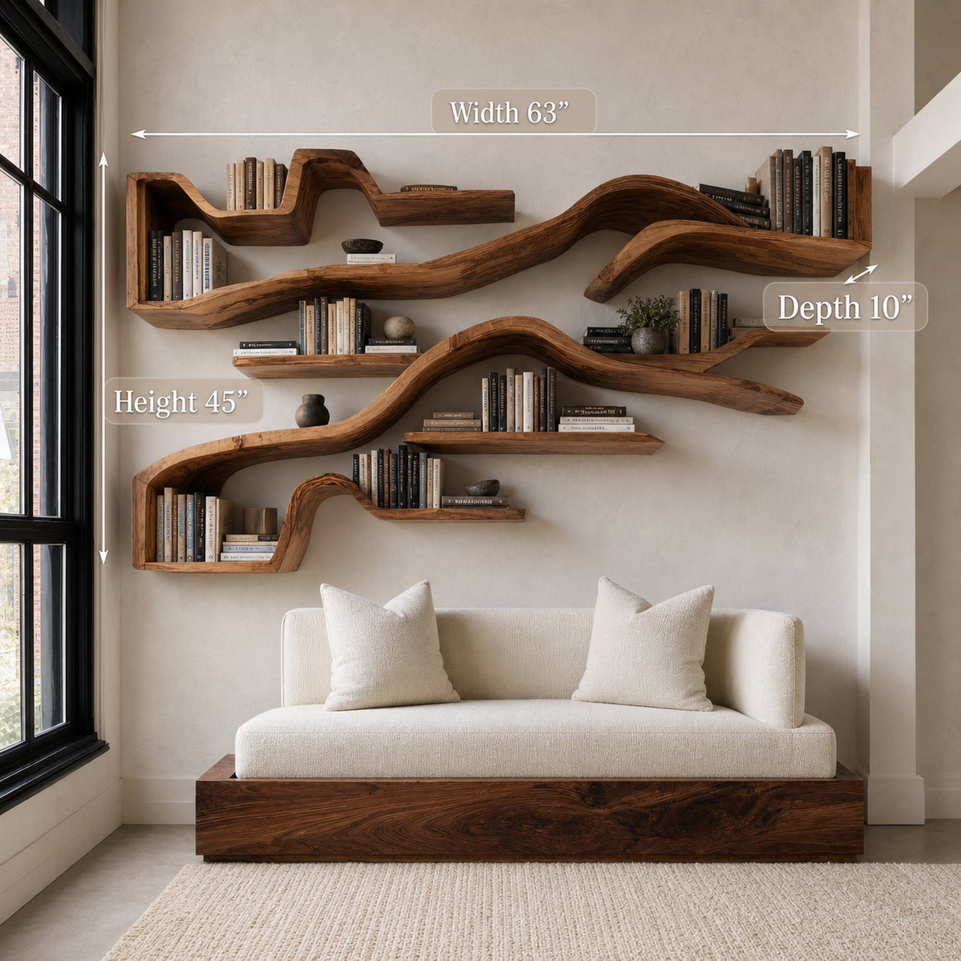 Organic Floating Bookshelf For Living Room Or Study - product view 7
