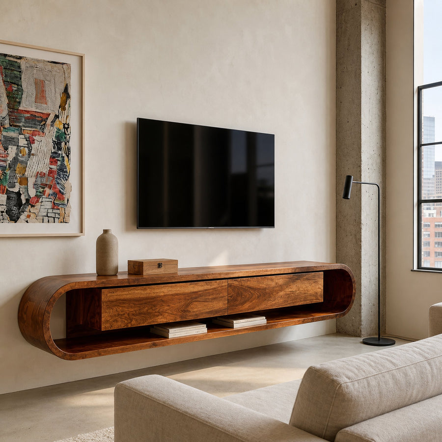 Organic Floating Sculptural TV Console For Living Room