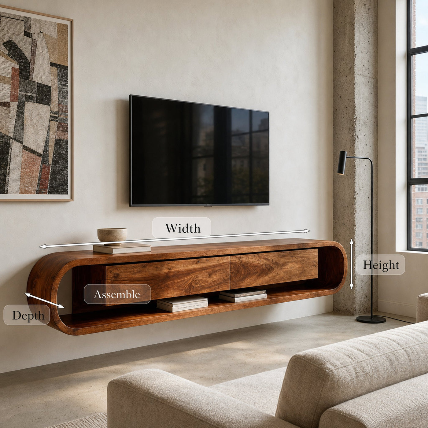 Organic Floating Sculptural TV Console For Living Room - product view 8
