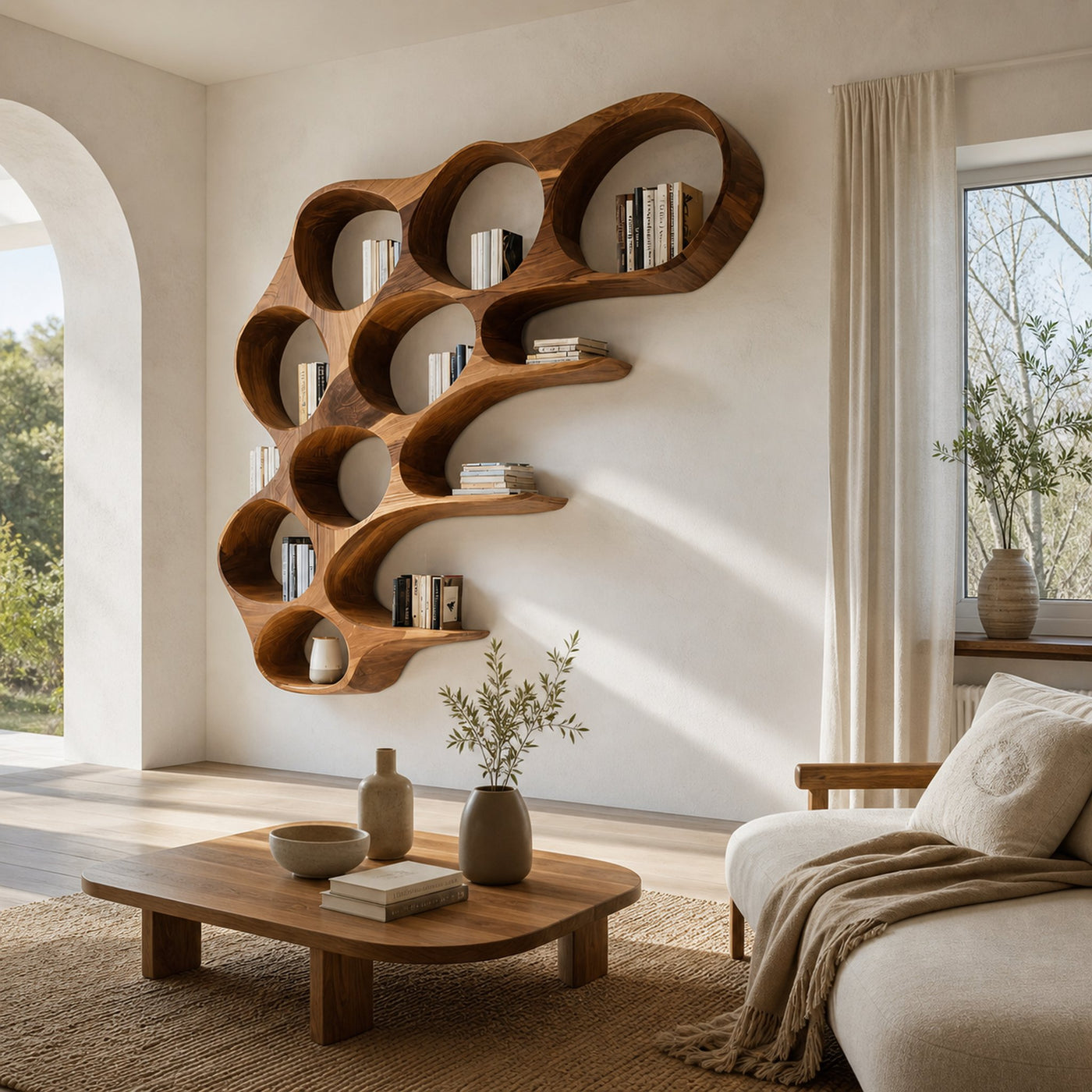 Organic Honeycomb Shaped Wall Mounted Bookshelf For Bedroom - product view 6
