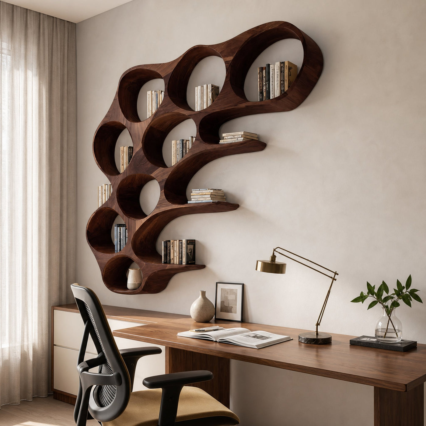 Organic Honeycomb Shaped Wall Mounted Bookshelf For Bedroom - product view 7