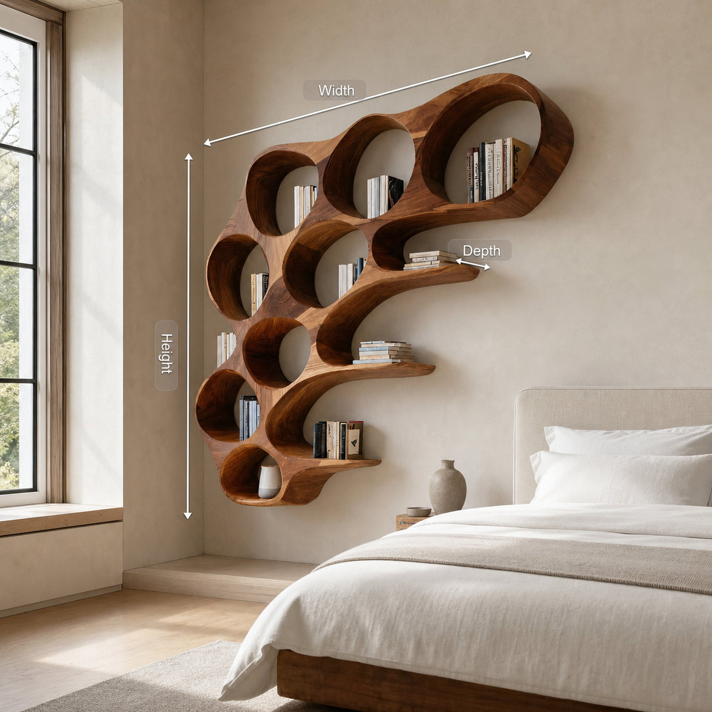Organic Honeycomb Shaped Wall Mounted Bookshelf For Bedroom - product view 8