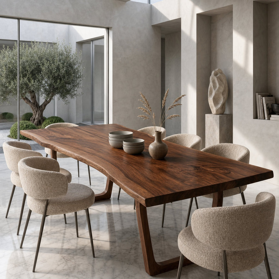 Organic Live Edge Dining Table With U Shaped Wood Legs For Dining Room