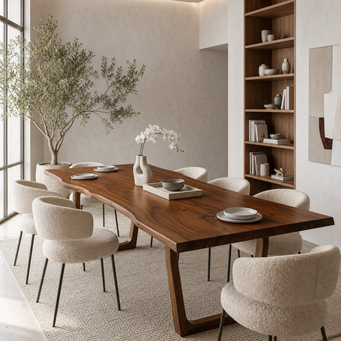 Organic Live Edge Dining Table With U Shaped Wood Legs For Dining Room - product view 6
