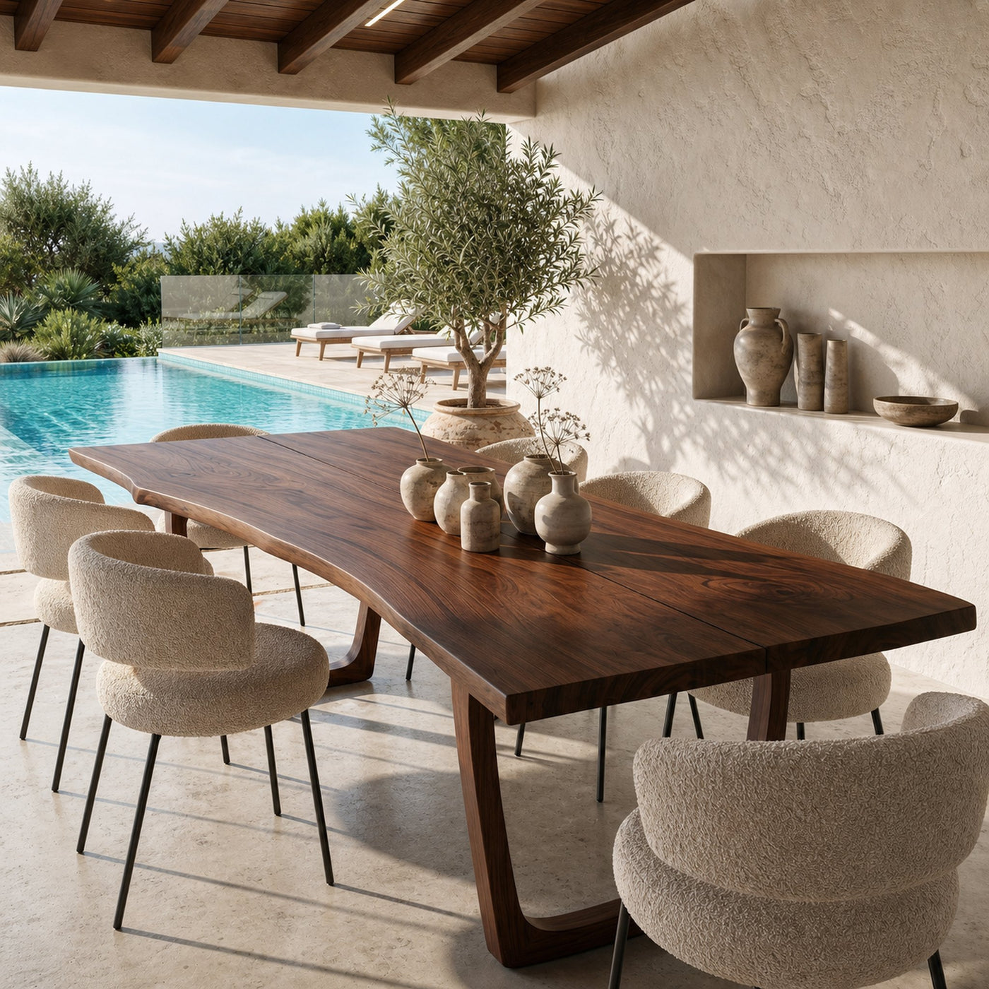 Organic Live Edge Dining Table With U Shaped Wood Legs For Dining Room - product view 7