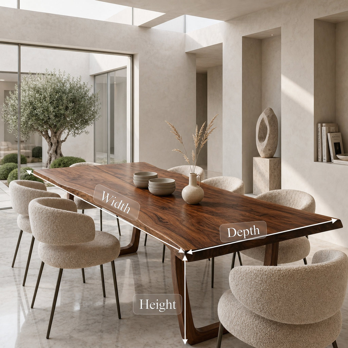 Organic Live Edge Dining Table With U Shaped Wood Legs For Dining Room - product view 8