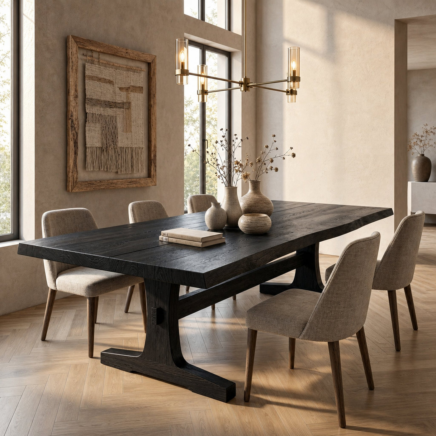 Organic Live Edge Dining Table With Waterfall Wood Base For Dining Room - product view 4