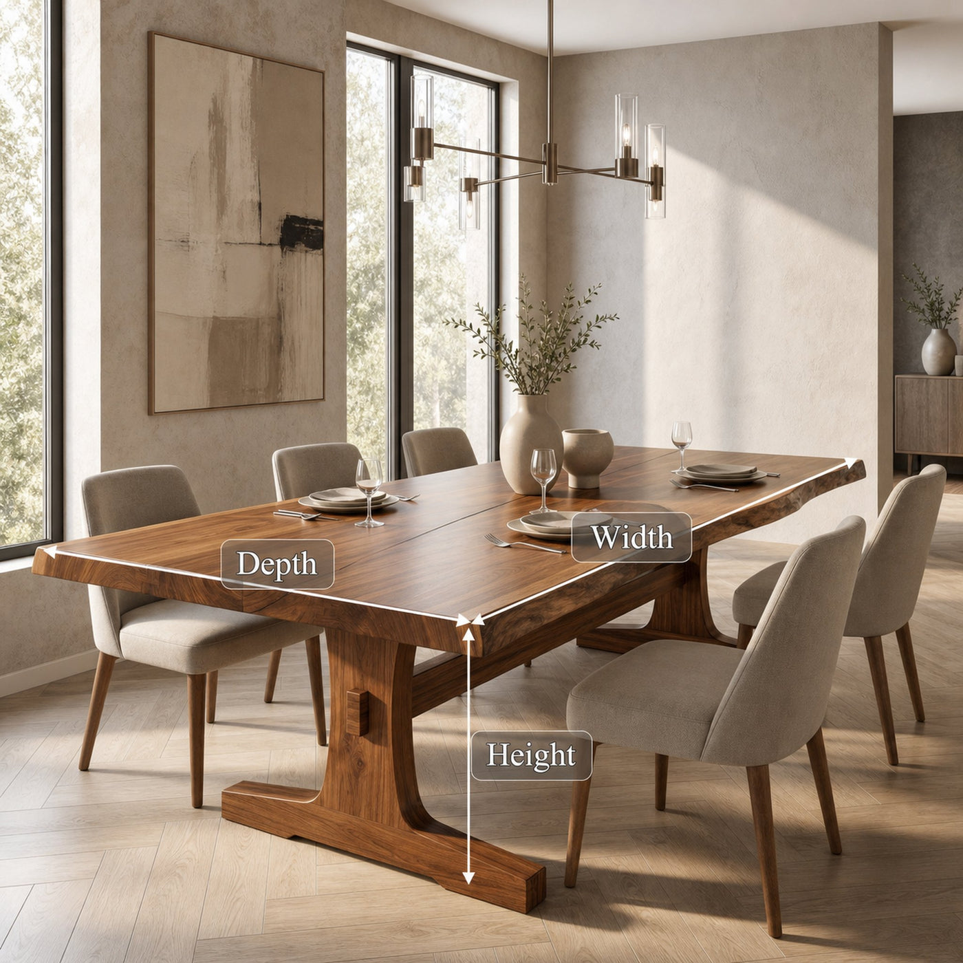 Organic Live Edge Dining Table With Waterfall Wood Base For Dining Room - product view 8