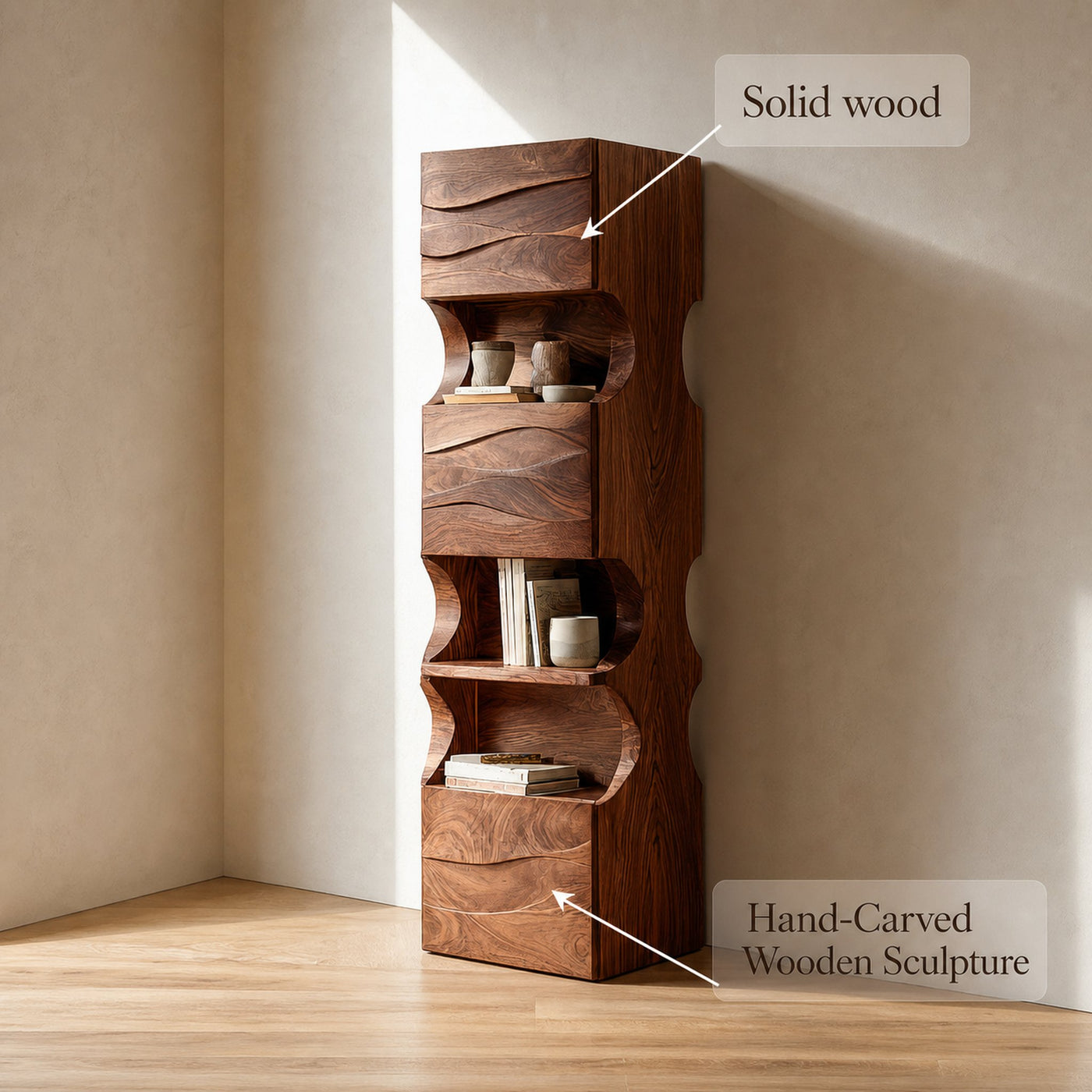 Organic Modern Accent Display Shelf For Living Room - product view 3