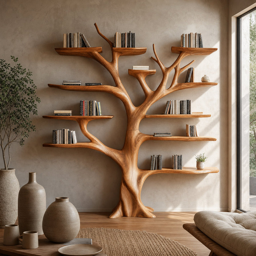 Organic Modern Artistic Bookshelf For Living Room And Home Office