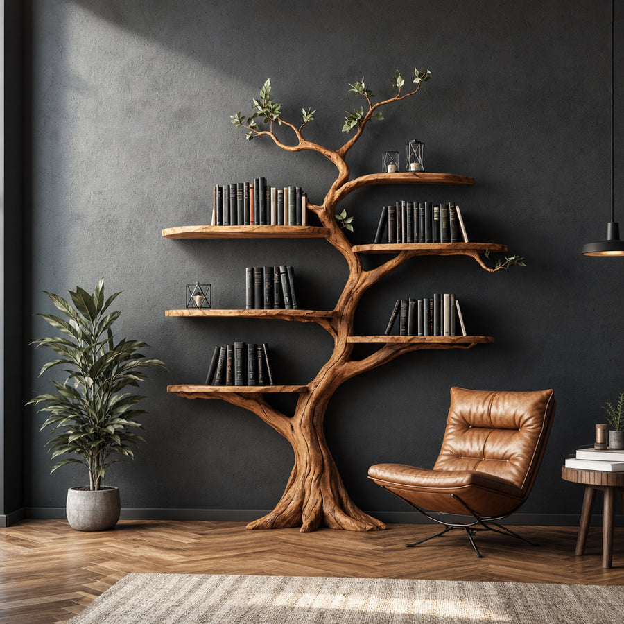 Organic Modern Artistic Tree Bookshelf For Living Room