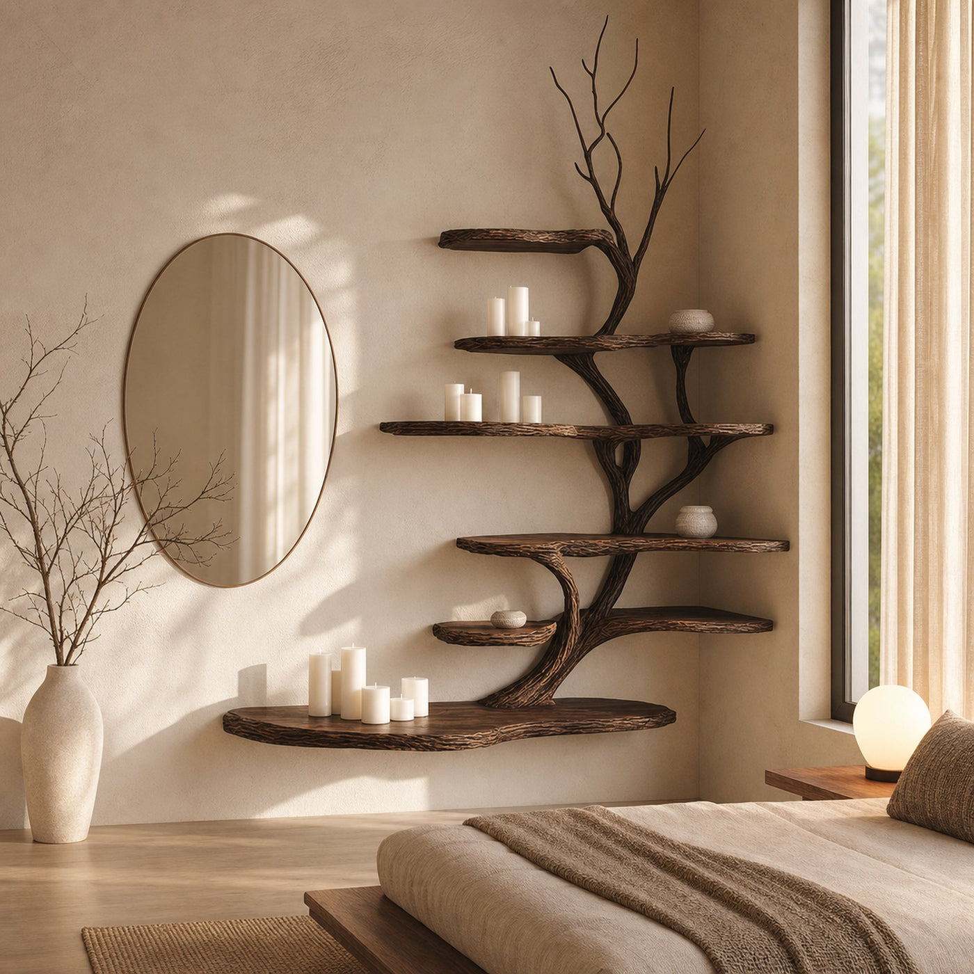 Organic Modern Artistic Wall Display Shelf For Bedroom And Reading Room