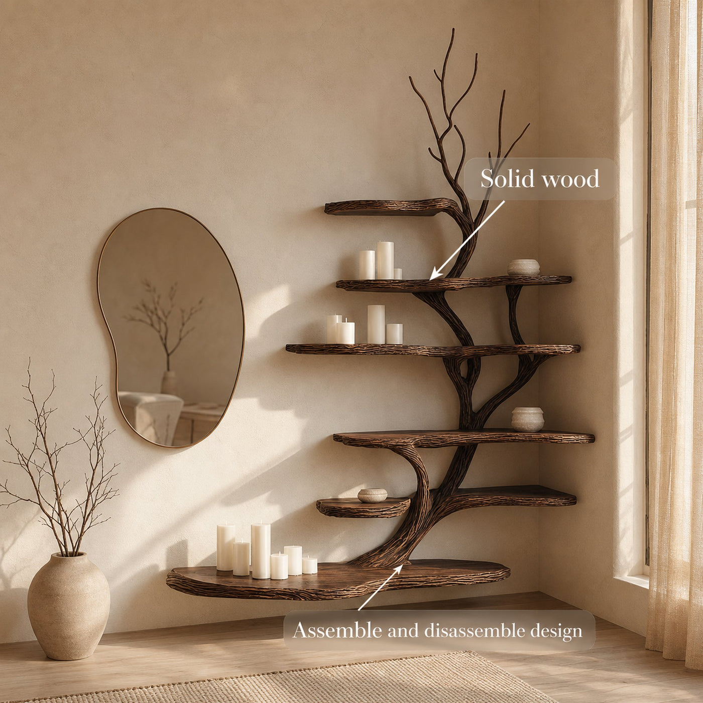 Organic Modern Artistic Wall Display Shelf For Bedroom And Reading Room - product view 3