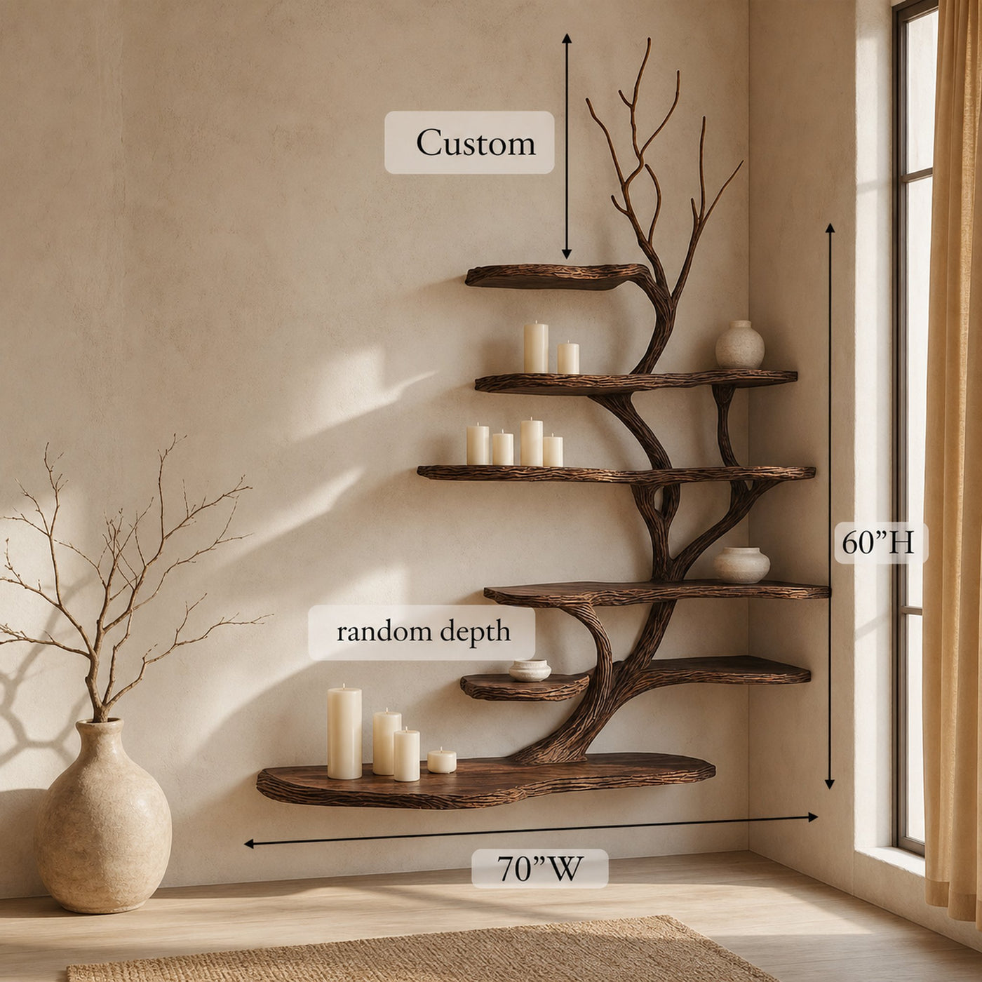 Organic Modern Artistic Wall Display Shelf For Bedroom And Reading Room - product view 4