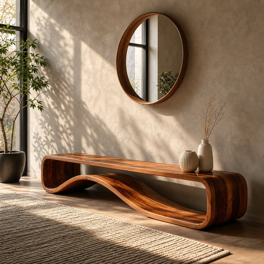 Organic Modern Bench Curved Sculptural For Home Furniture