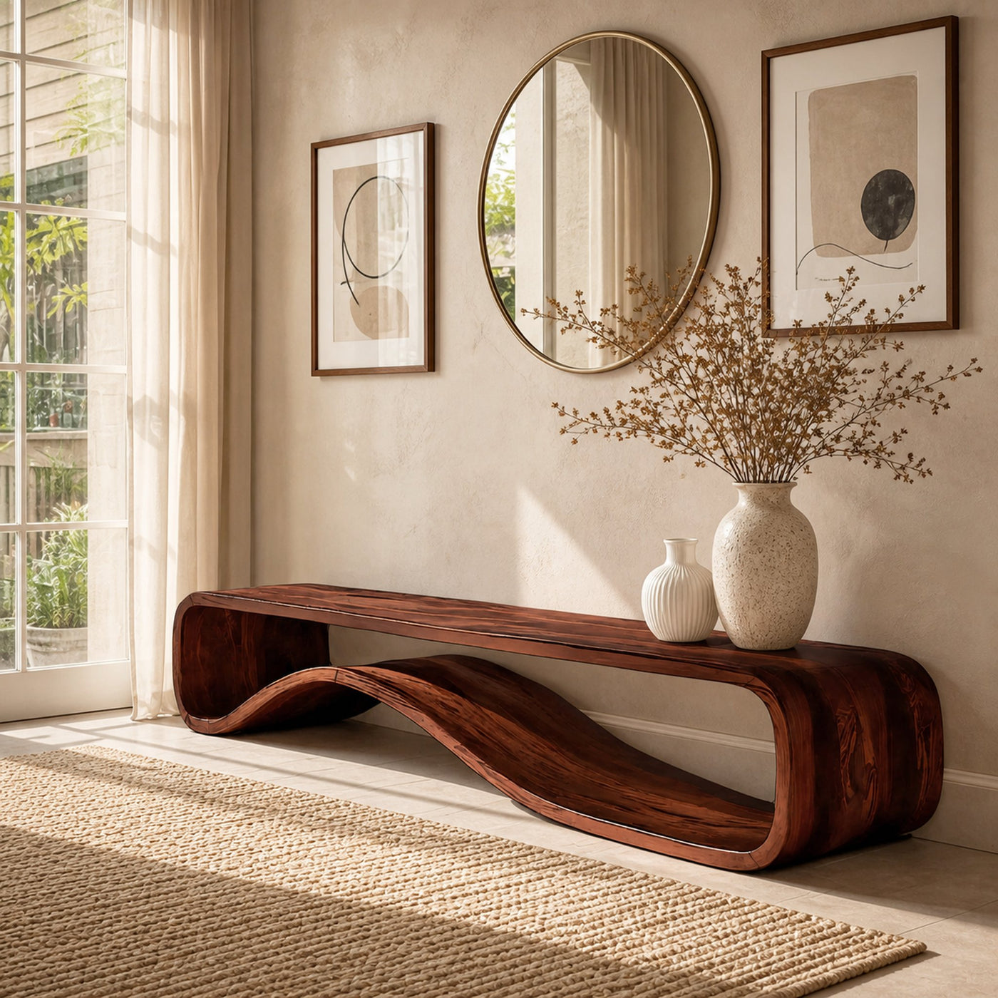 Organic Modern Bench Curved Sculptural For Home Furniture - product view 7