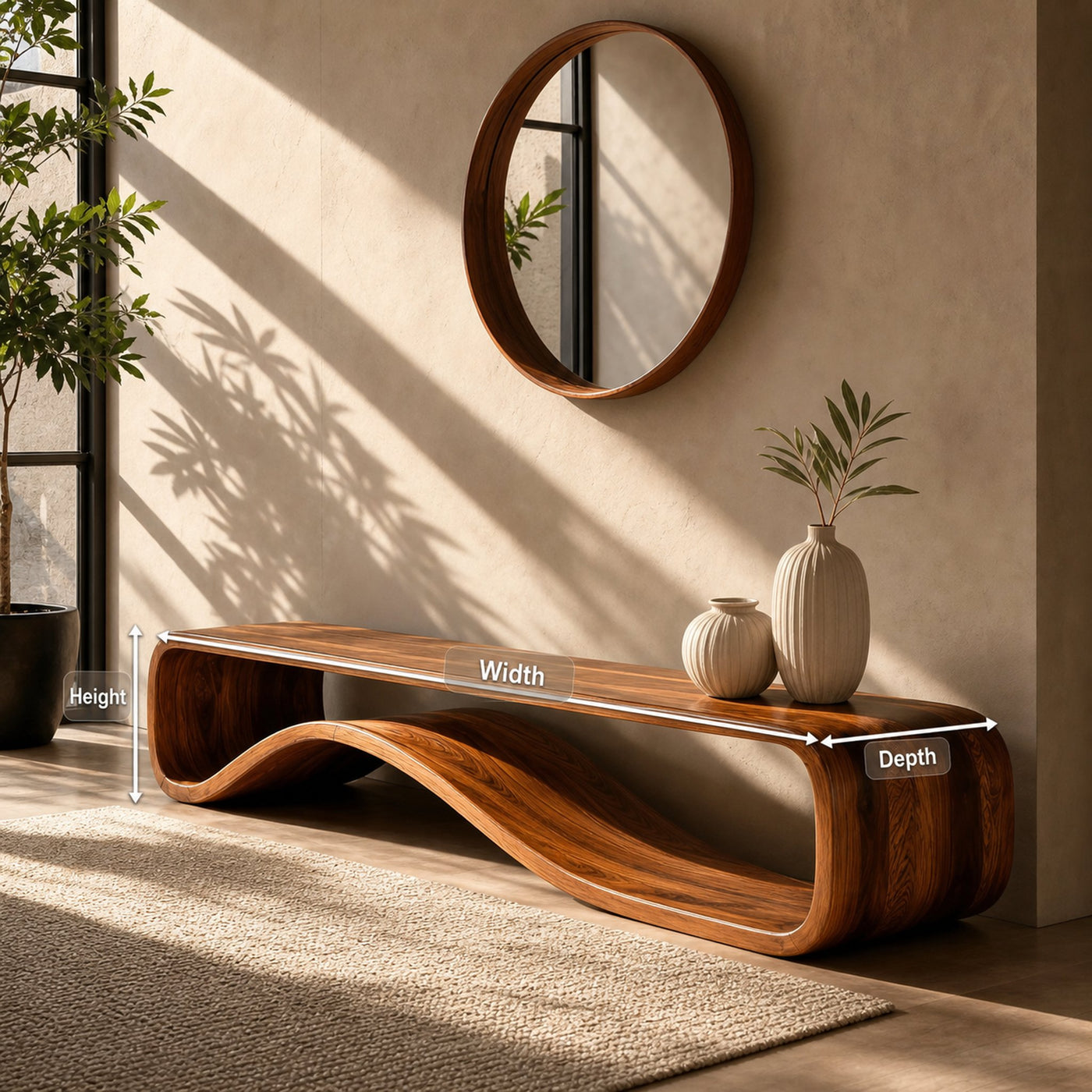 Organic Modern Bench Curved Sculptural For Home Furniture - product view 8