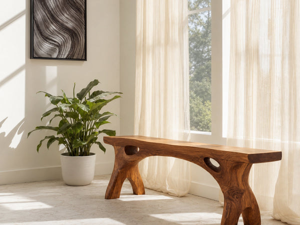 Organic Modern Bench For Entryway Or Living Room
