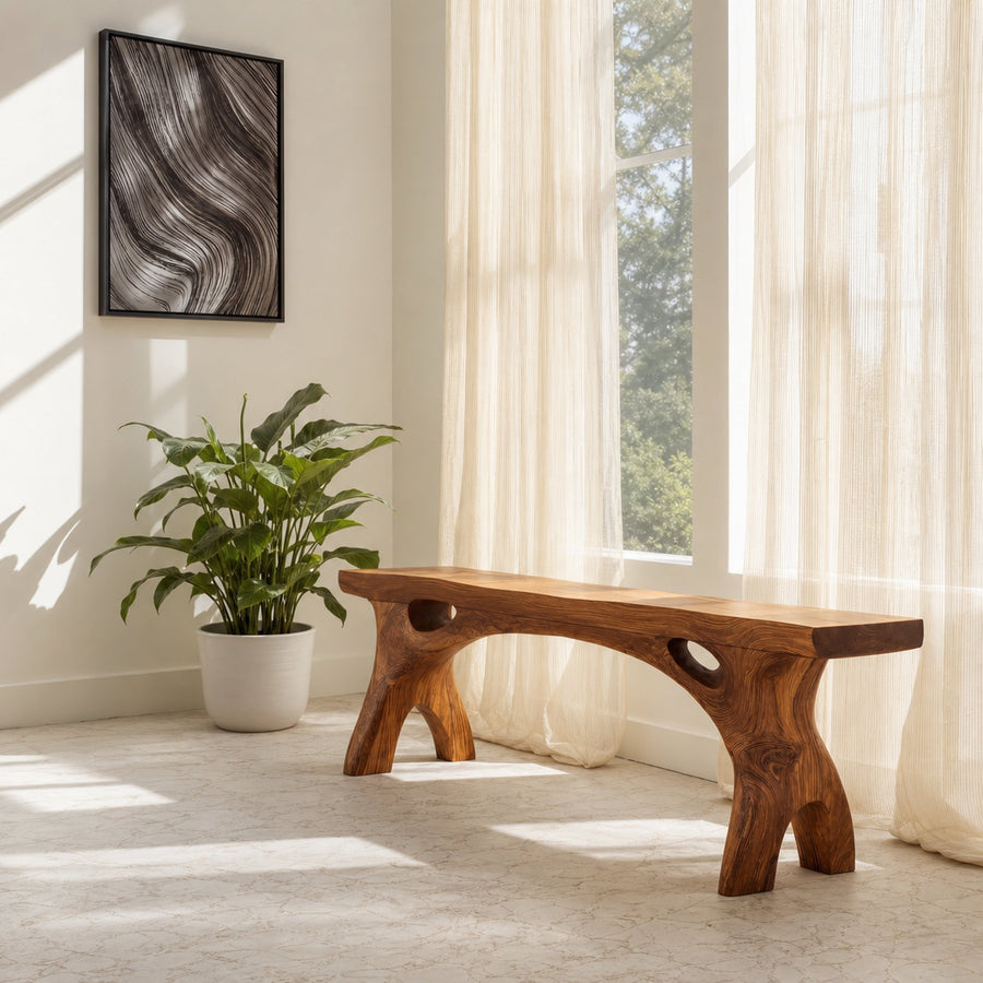 Organic Modern Bench For Entryway Or Living Room