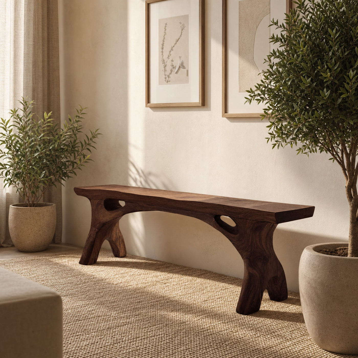 Organic Modern Bench For Entryway Or Living Room - product view 6