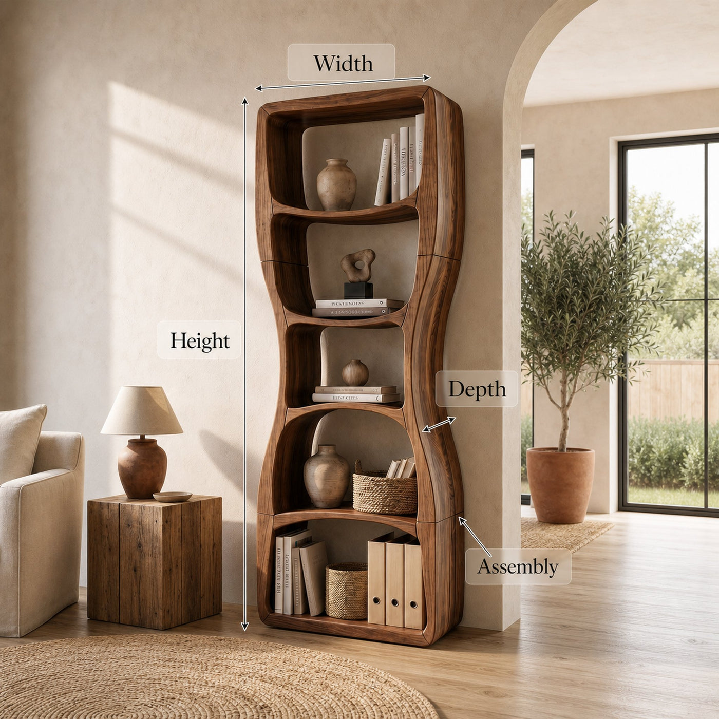 Organic Modern Bookcase For Reading Corner - product view 8