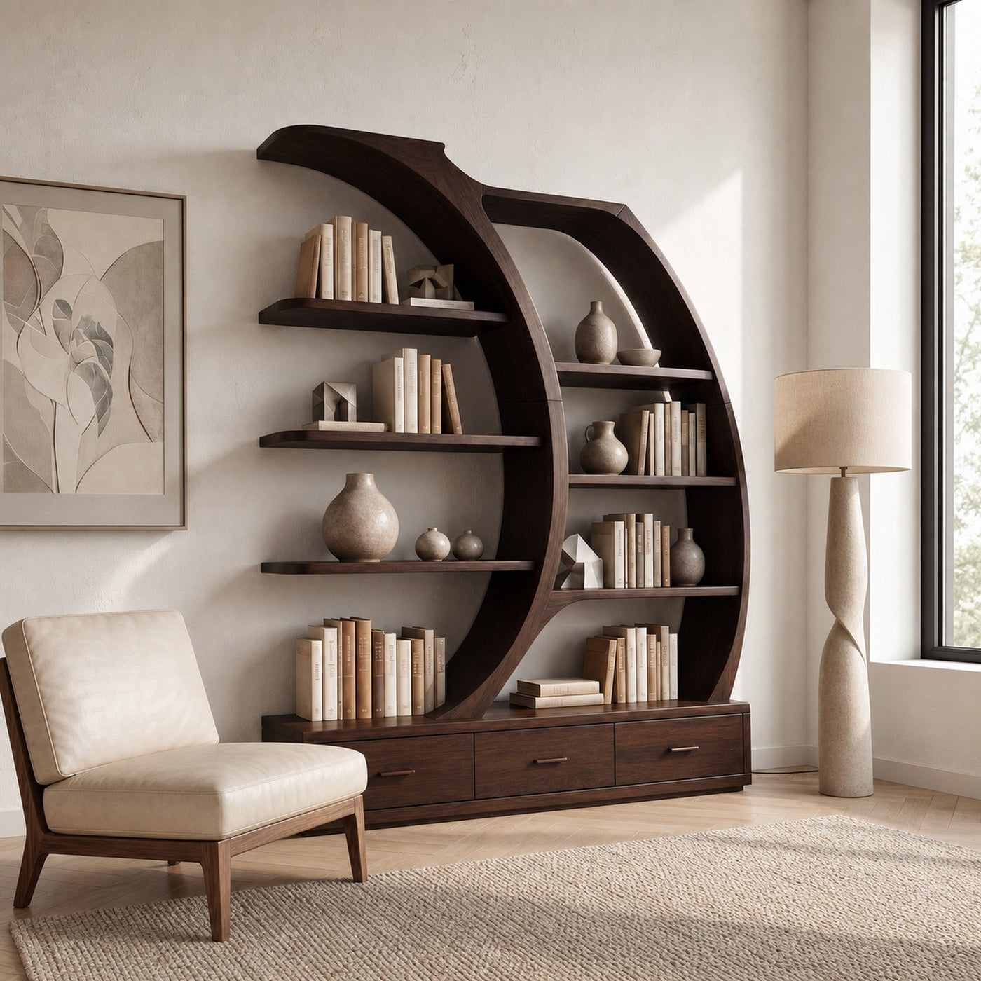 Organic Modern Bookshelf For Living Room - product view 6
