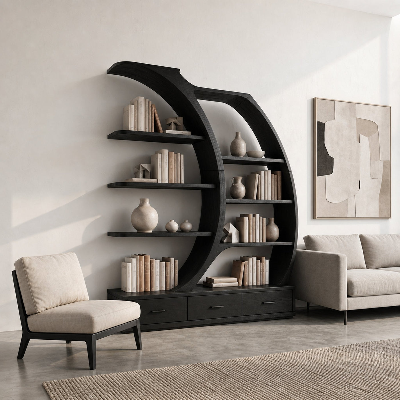 Organic Modern Bookshelf For Living Room - product view 7