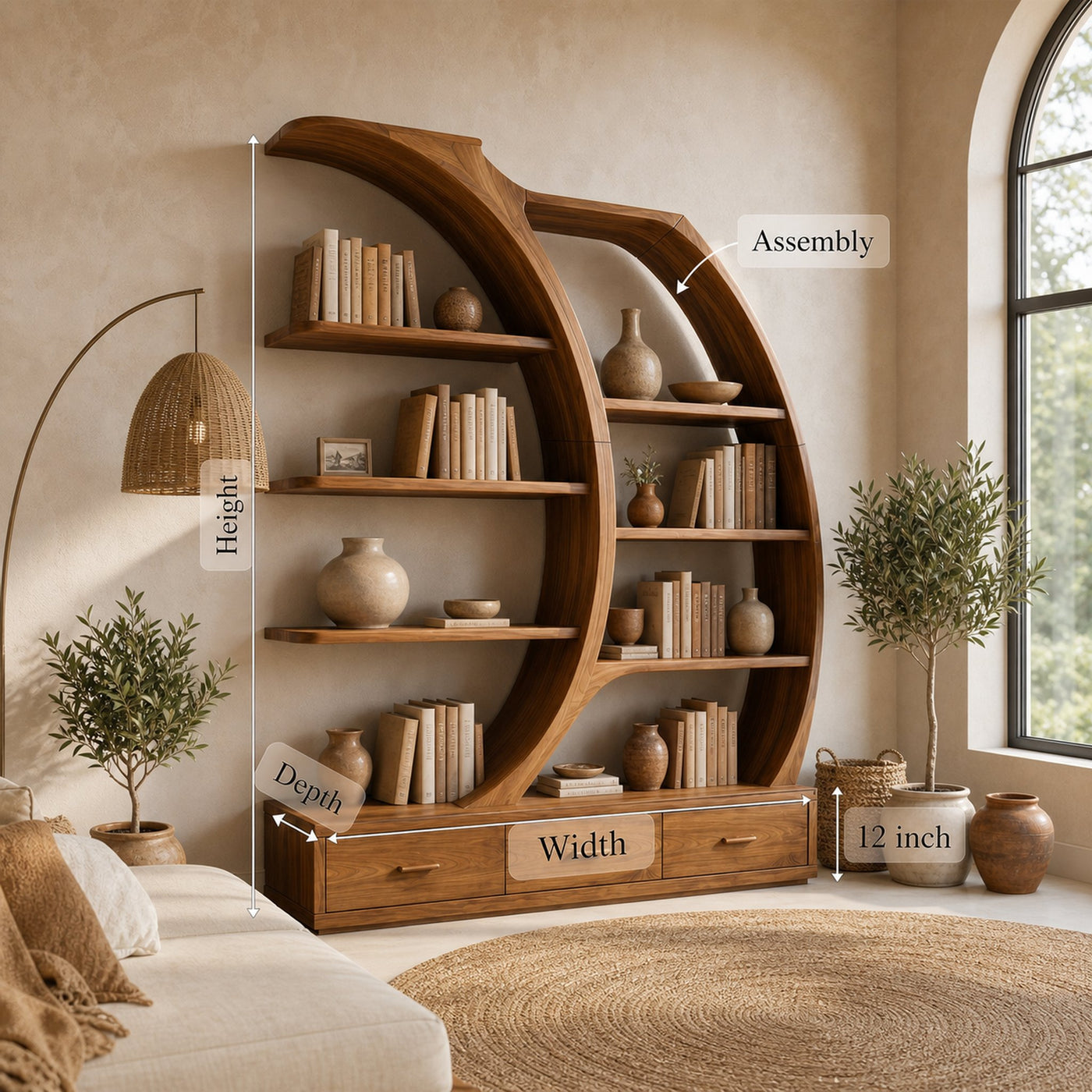 Organic Modern Bookshelf For Living Room - product view 8