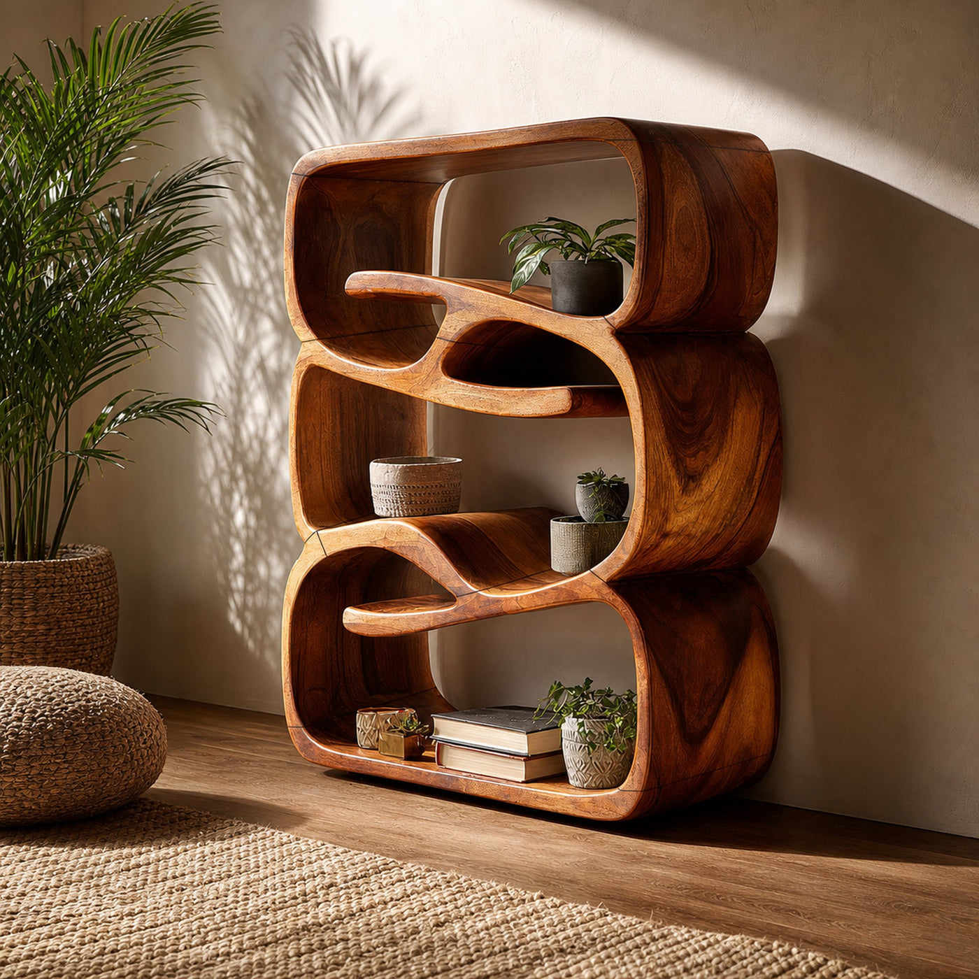 Organic Modern Bookshelf Kitchen Storage Display