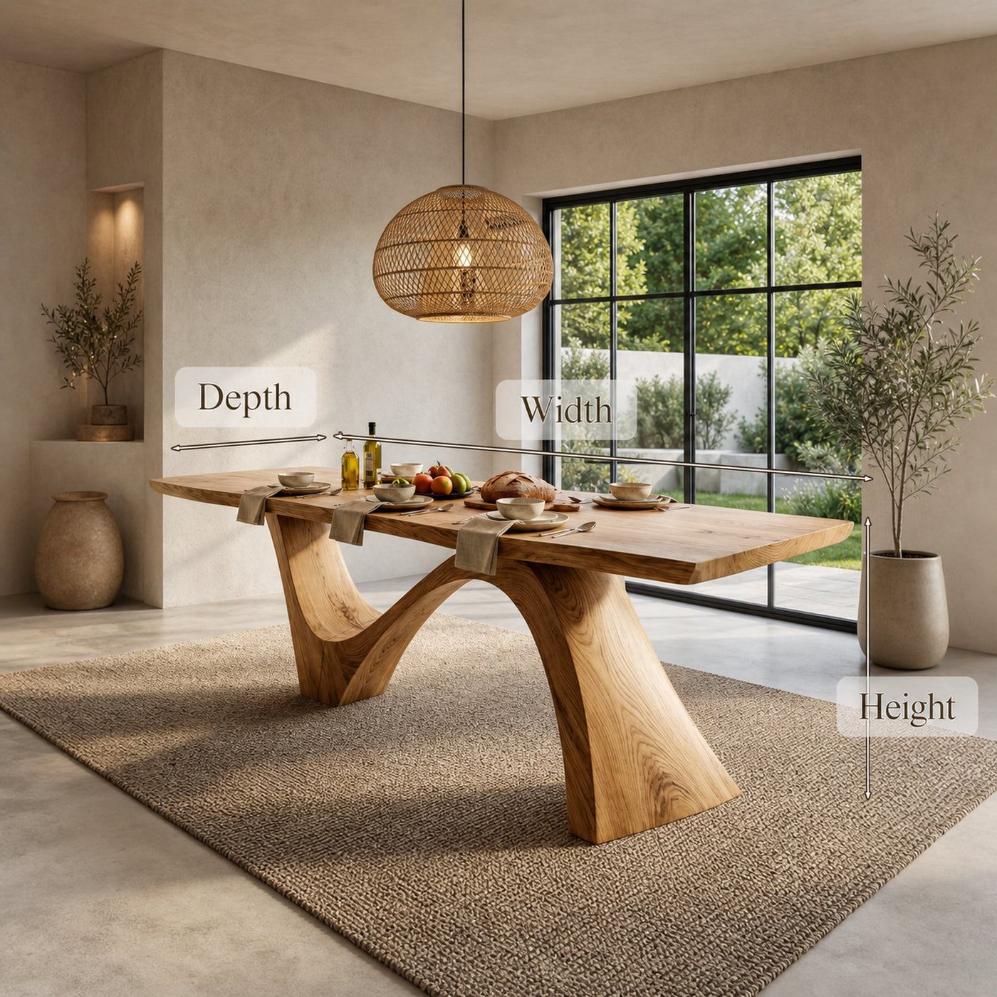 Organic Modern Dining Table With Natural Wood Base For Dining Room - product view 8