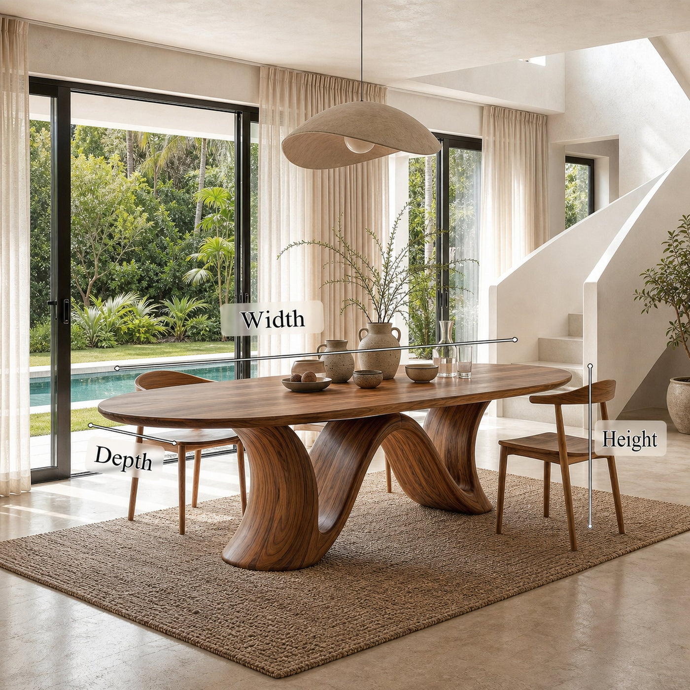 Organic Modern Dining Table With Round Top For Dining Room - product view 8