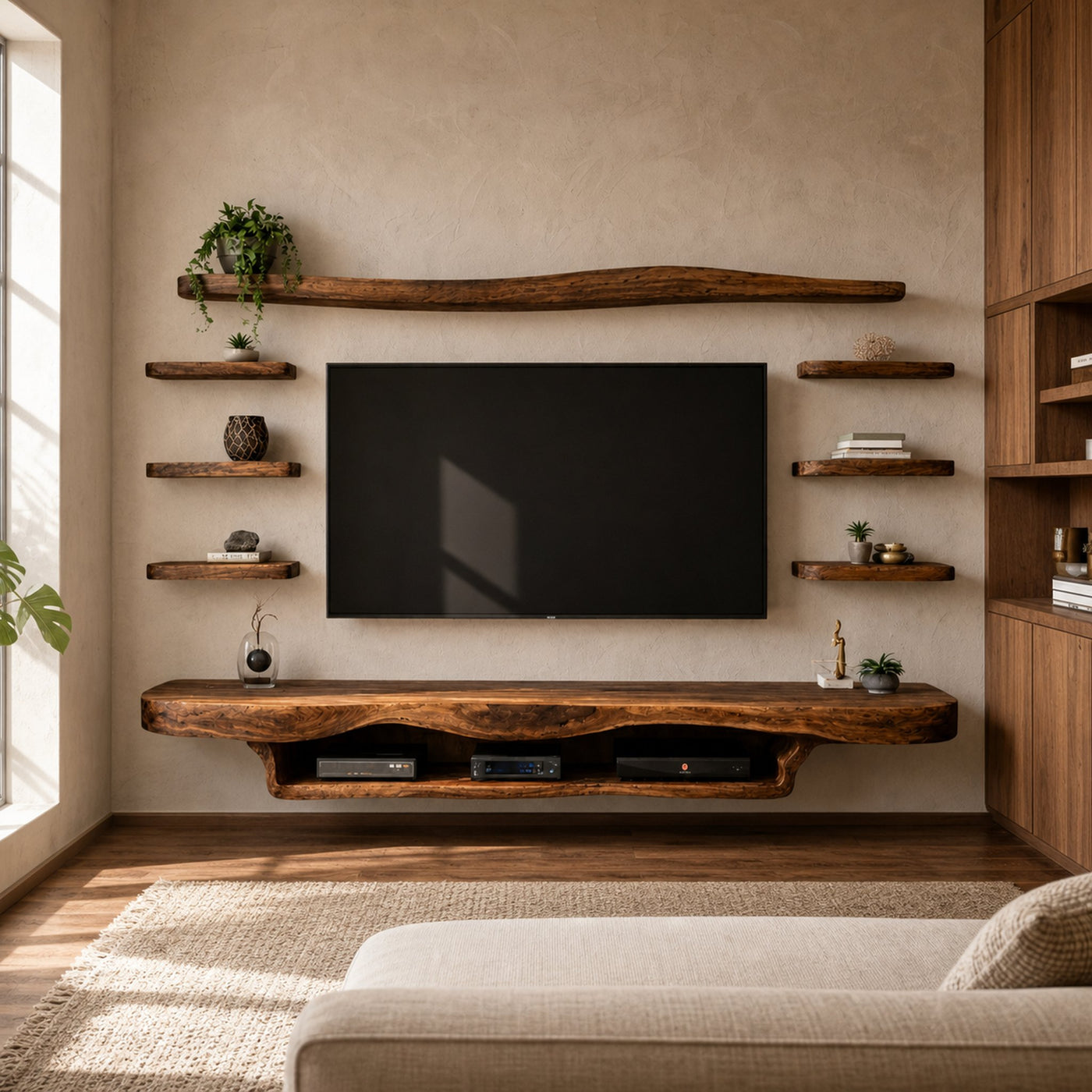 Organic Modern Floating TV Console For Living Room