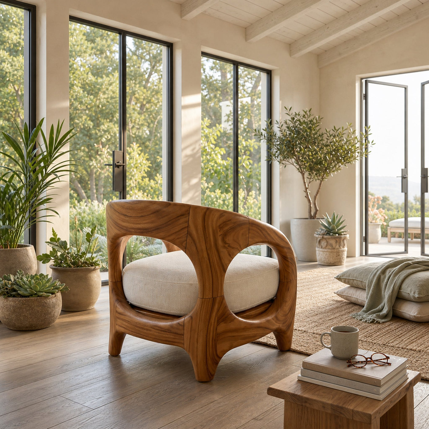 Organic Modern Sculptural Accent Chair Elegant Veranda - product view 3