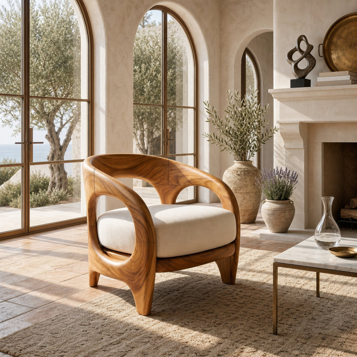 Organic Modern Sculptural Accent Chair Elegant Veranda - product view 5