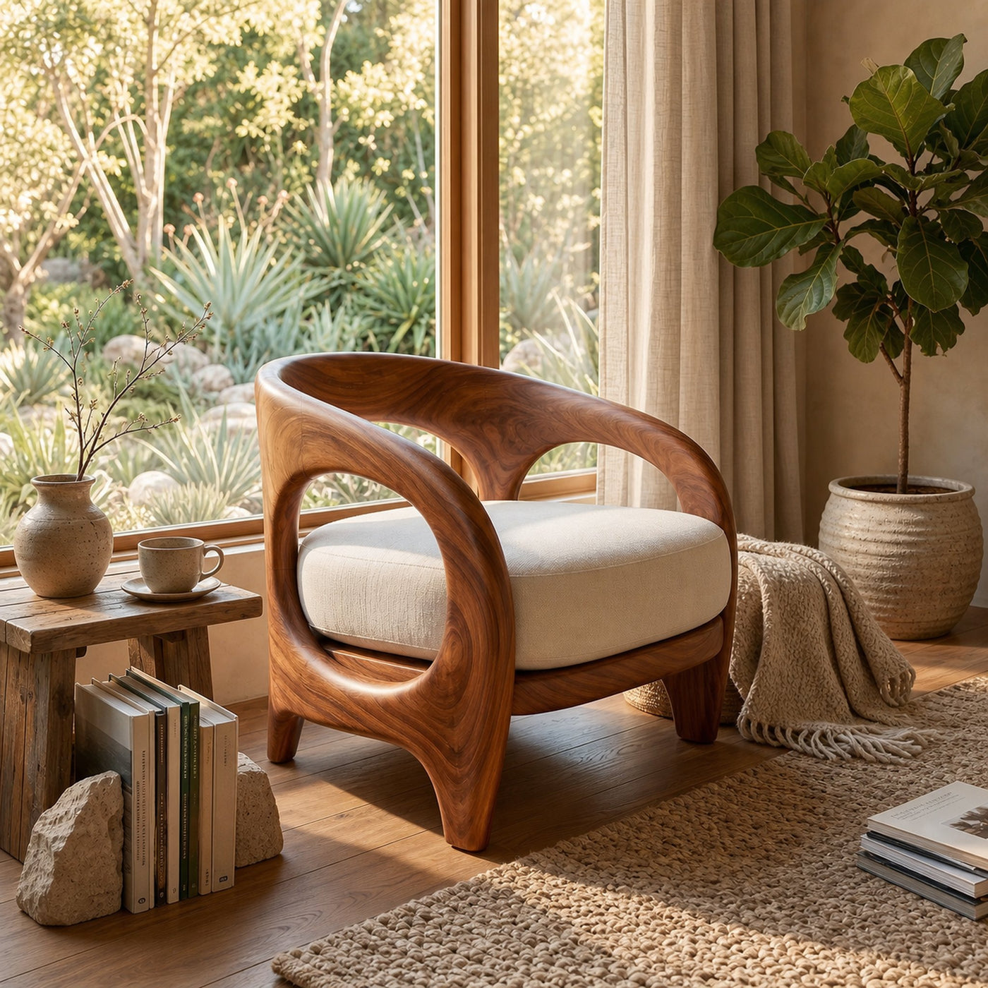 Organic Modern Sculptural Accent Chair Elegant Veranda - product view 6