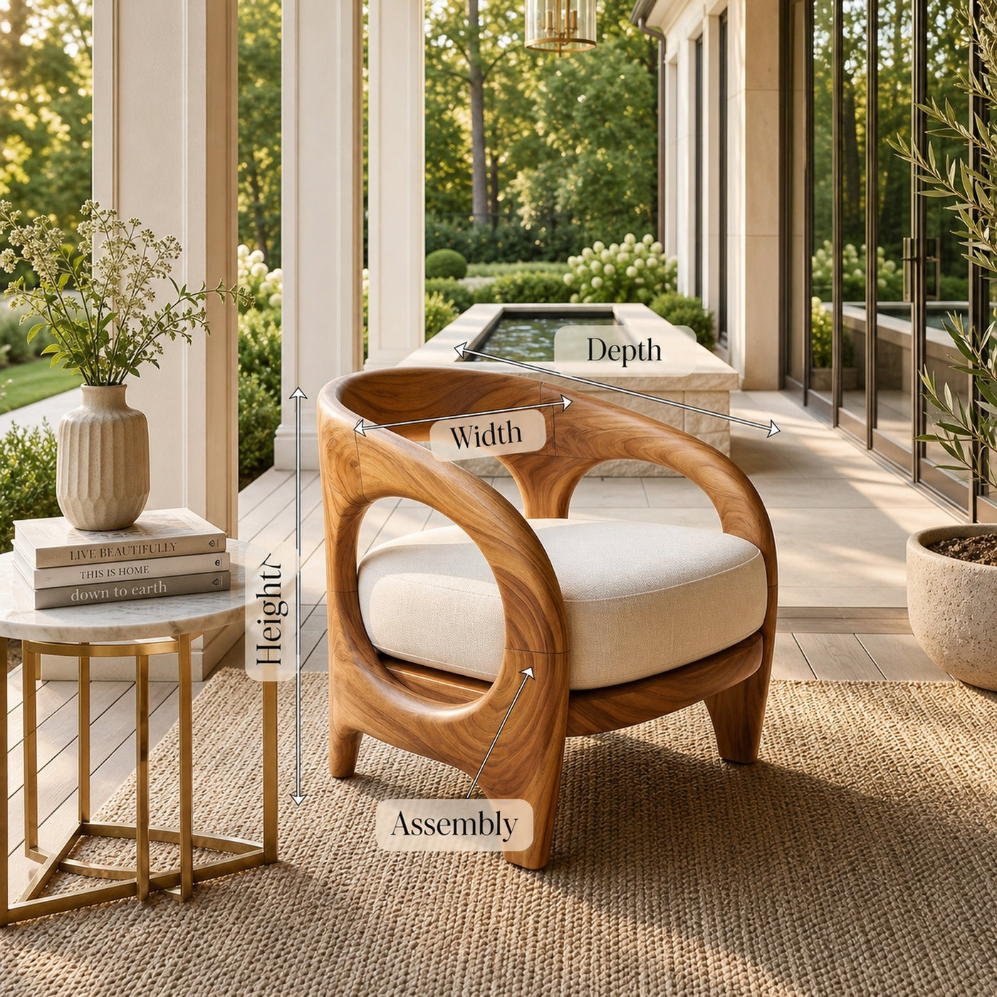 Organic Modern Sculptural Accent Chair Elegant Veranda - product view 8
