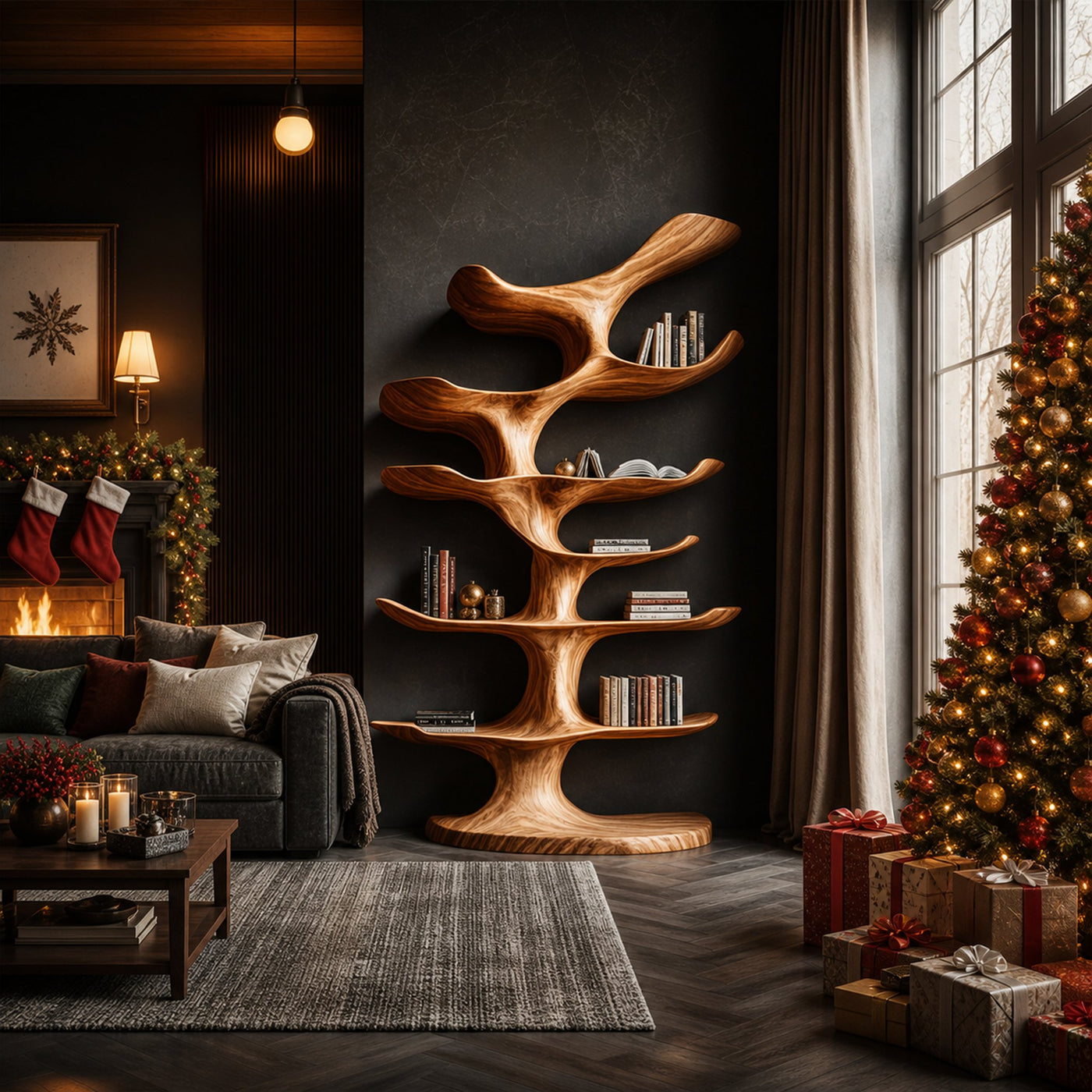 Organic Modern Sculptural Bookshelf Living Room Or Bedroom - product view 2