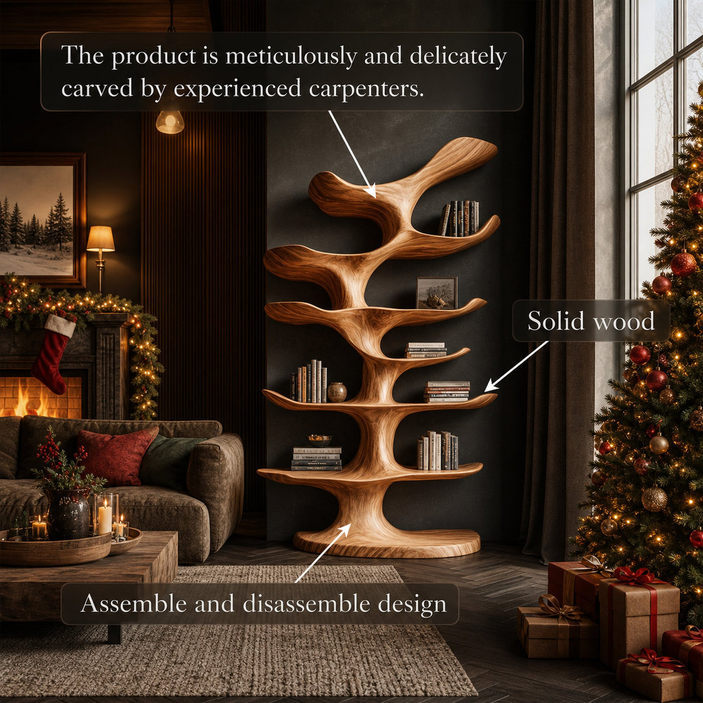 Organic Modern Sculptural Bookshelf Living Room Or Bedroom - product view 3