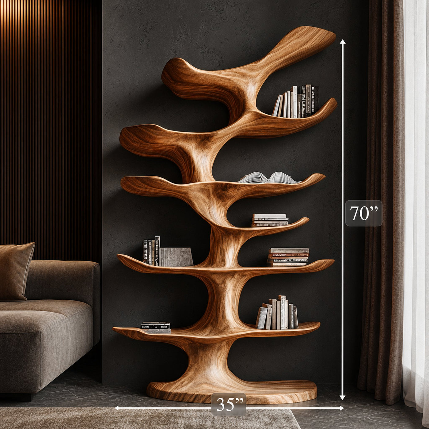 Organic Modern Sculptural Bookshelf Living Room Or Bedroom - product view 4