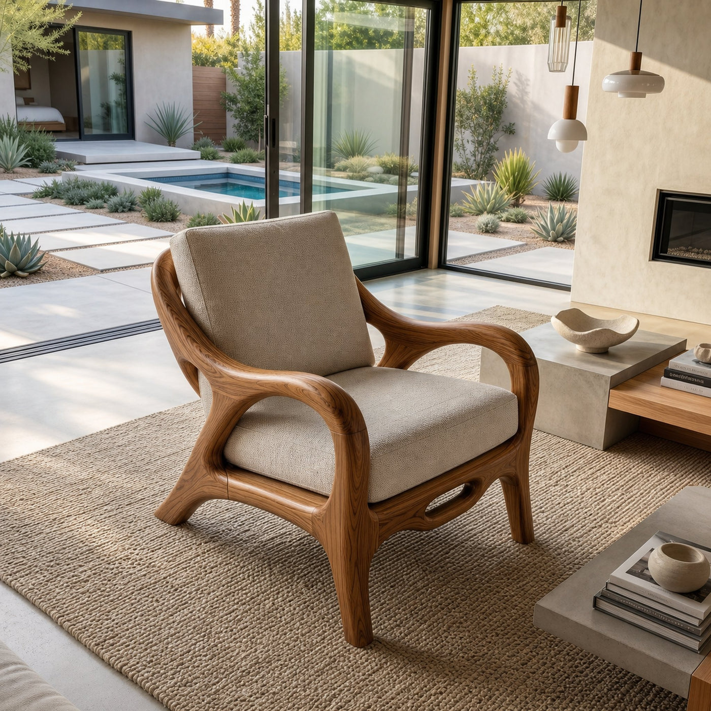Organic Modern Sculptural Lounge Chair Luxury Living Room