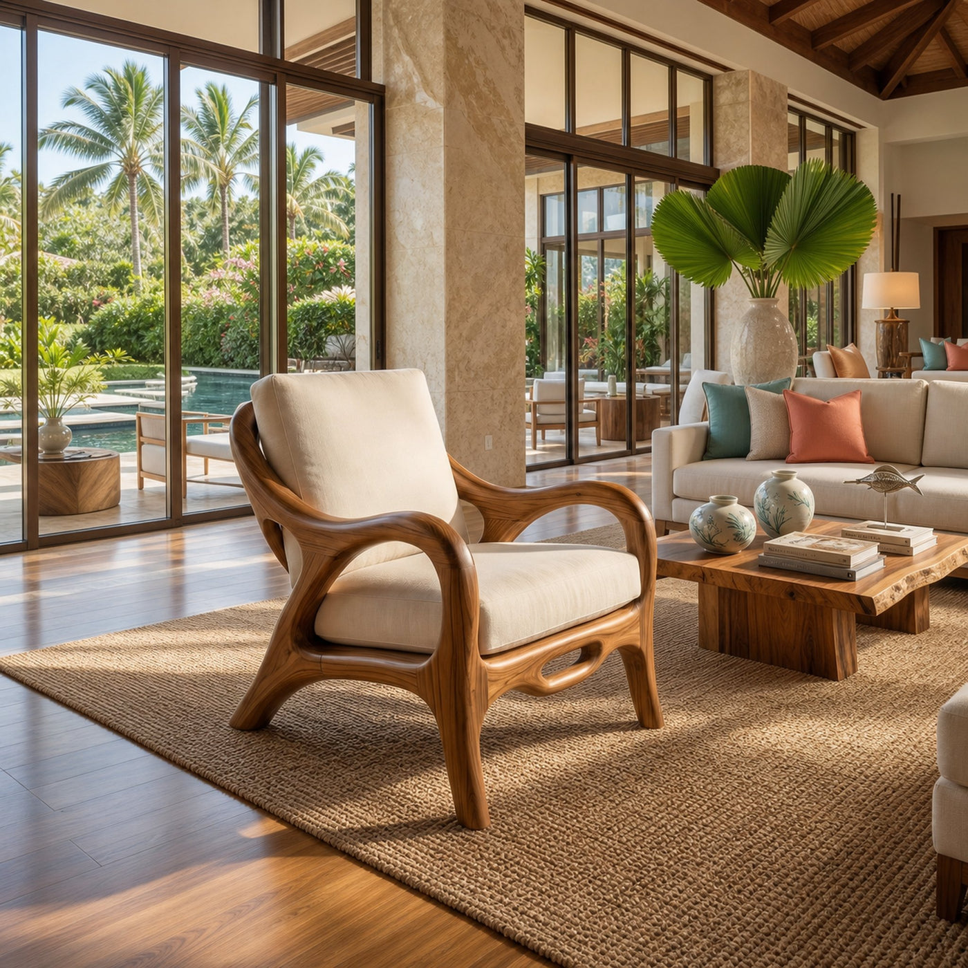 Organic Modern Sculptural Lounge Chair Luxury Living Room - product view 6