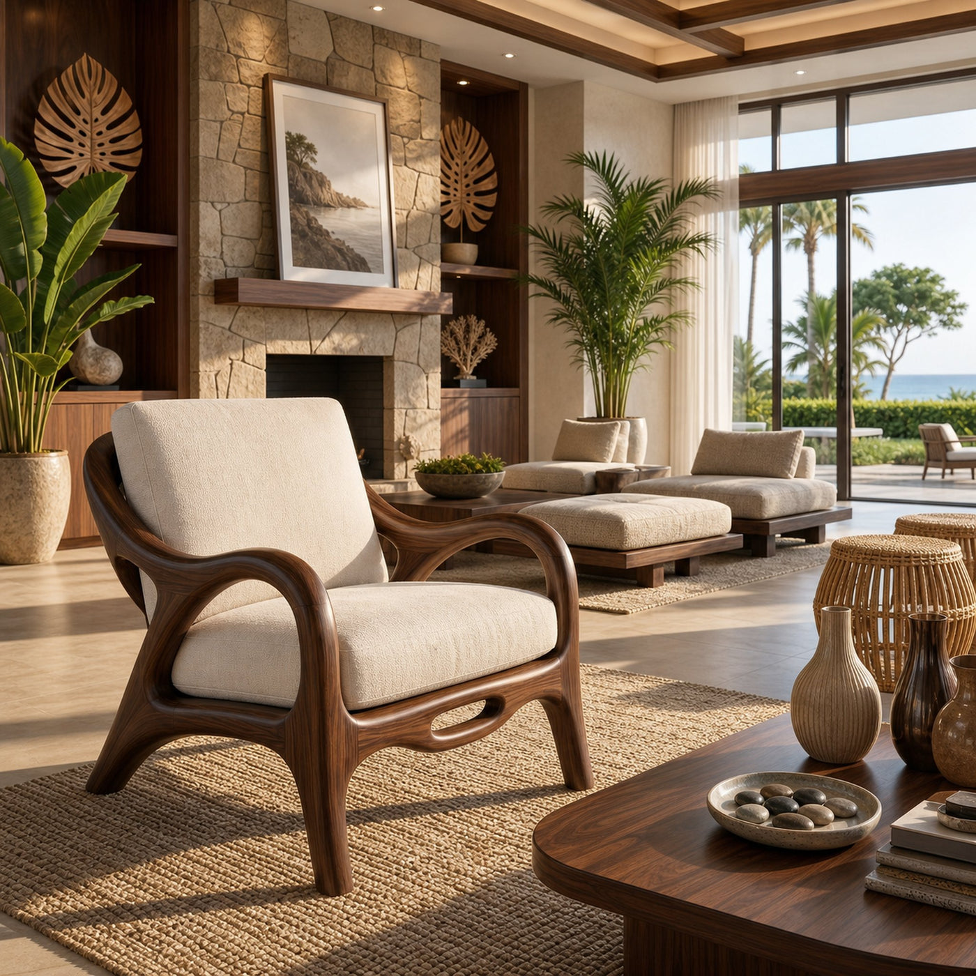 Organic Modern Sculptural Lounge Chair Luxury Living Room - product view 7