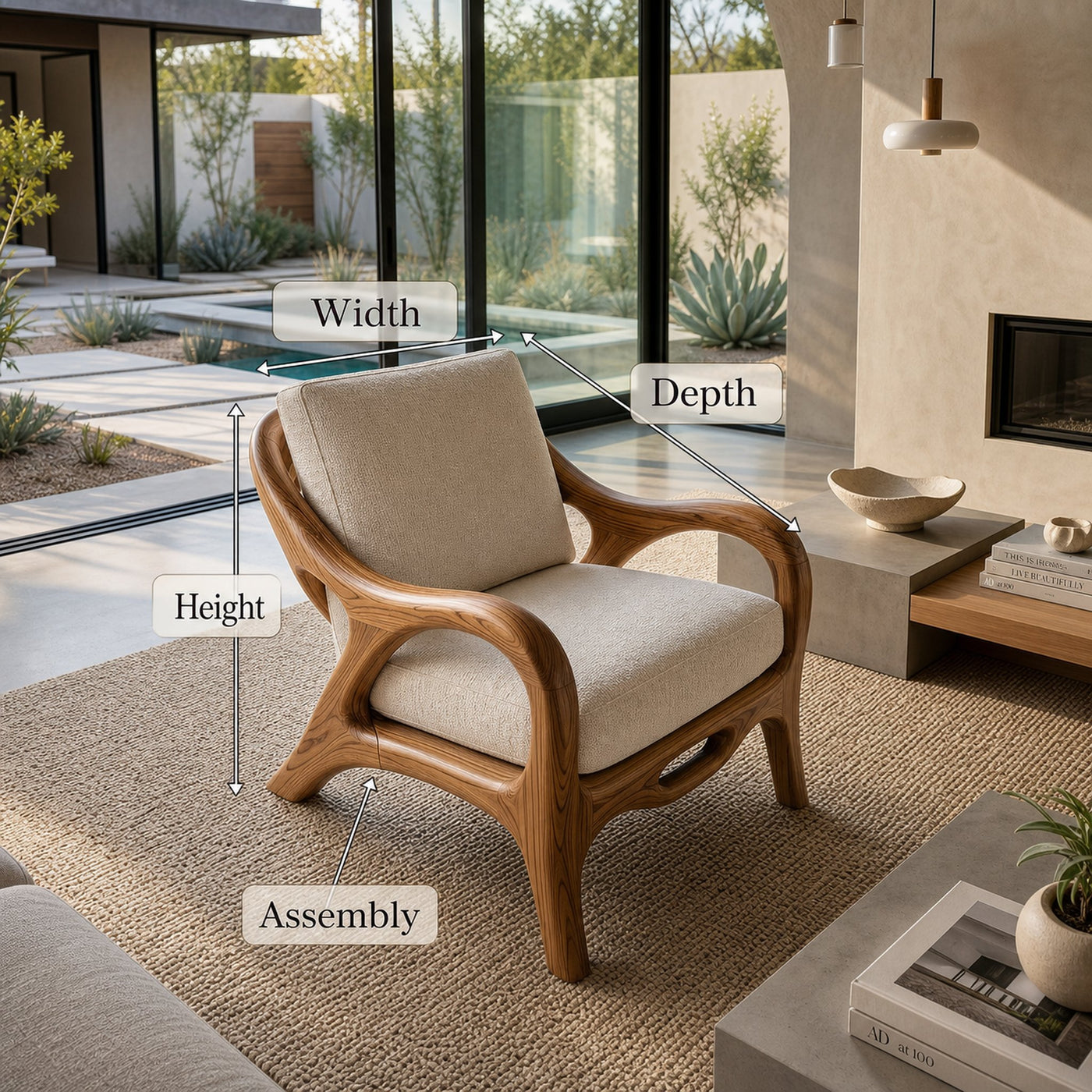 Organic Modern Sculptural Lounge Chair Luxury Living Room - product view 8