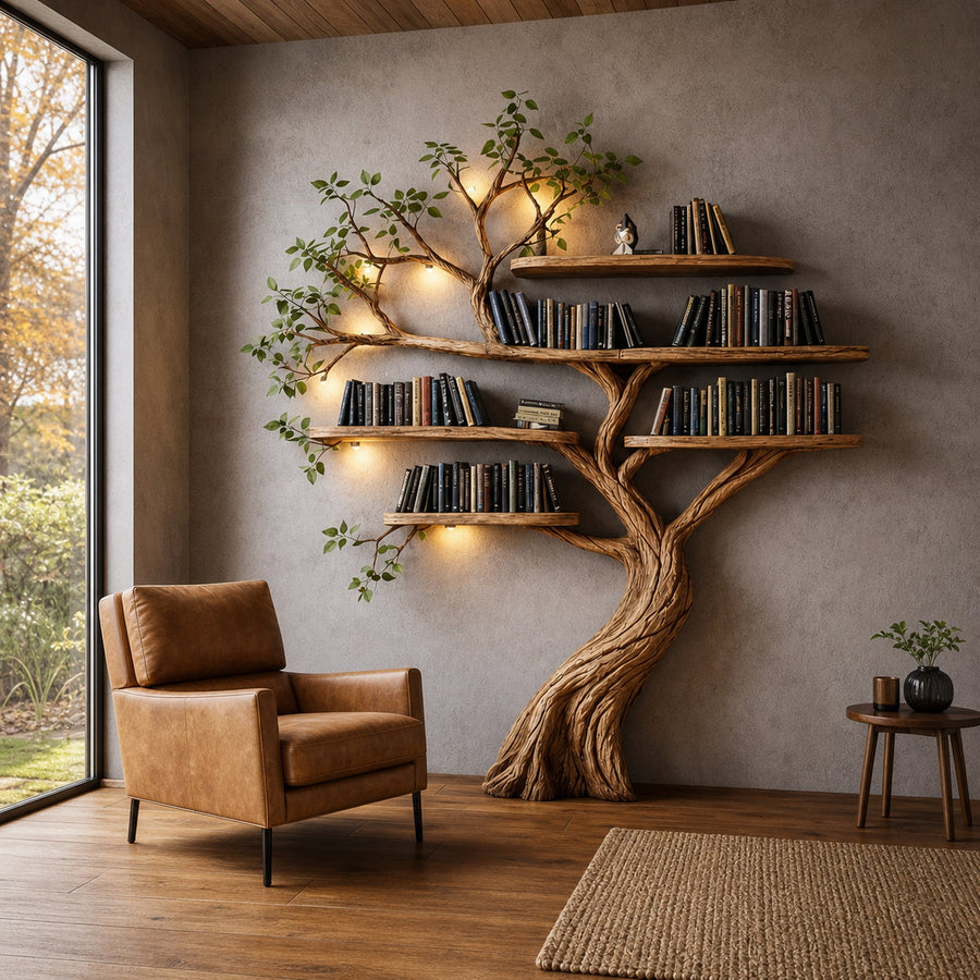 Organic Modern Sculptural Tree Bookshelf For Interior Space
