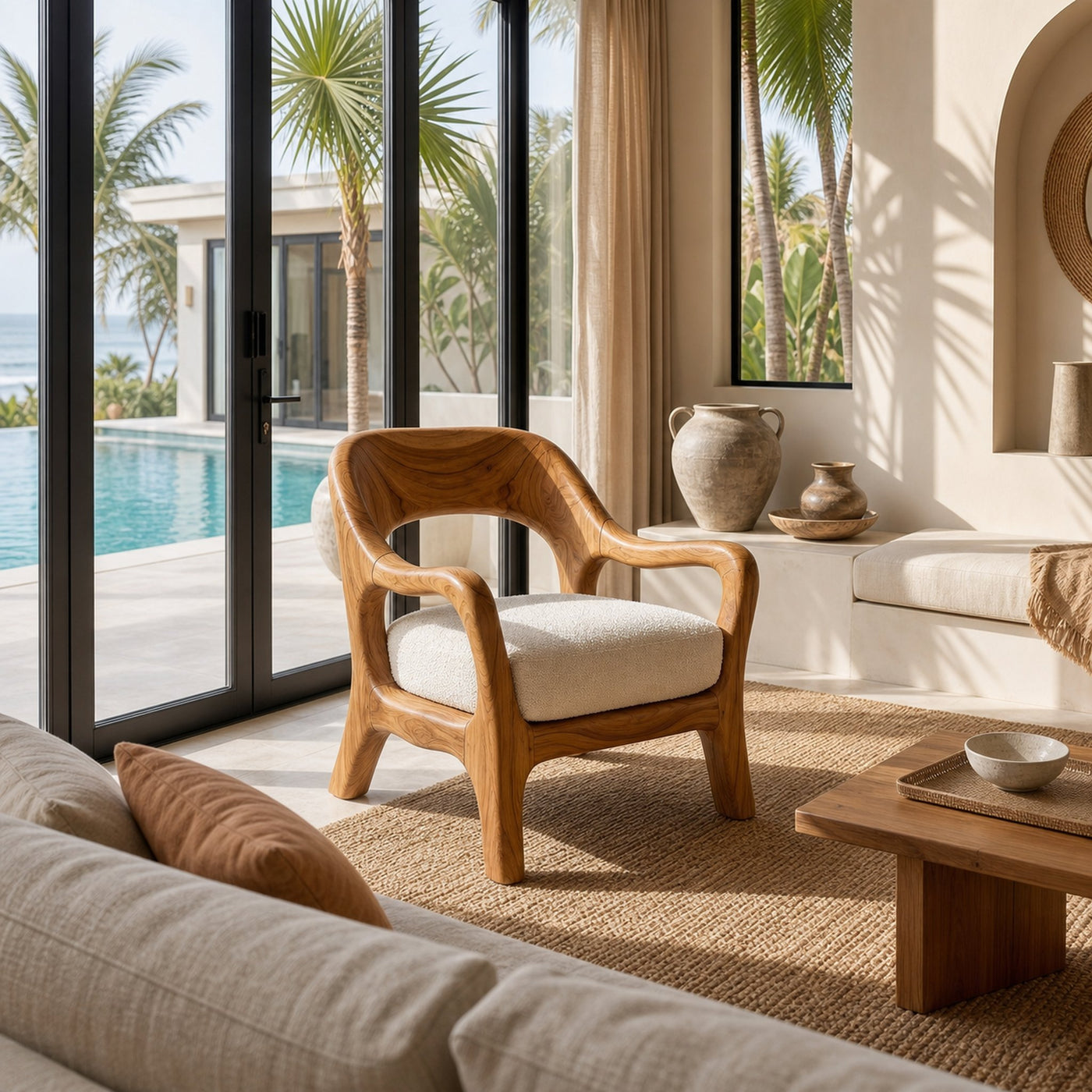 Organic Modern Statement Chair Luxury Living Space - product view 3