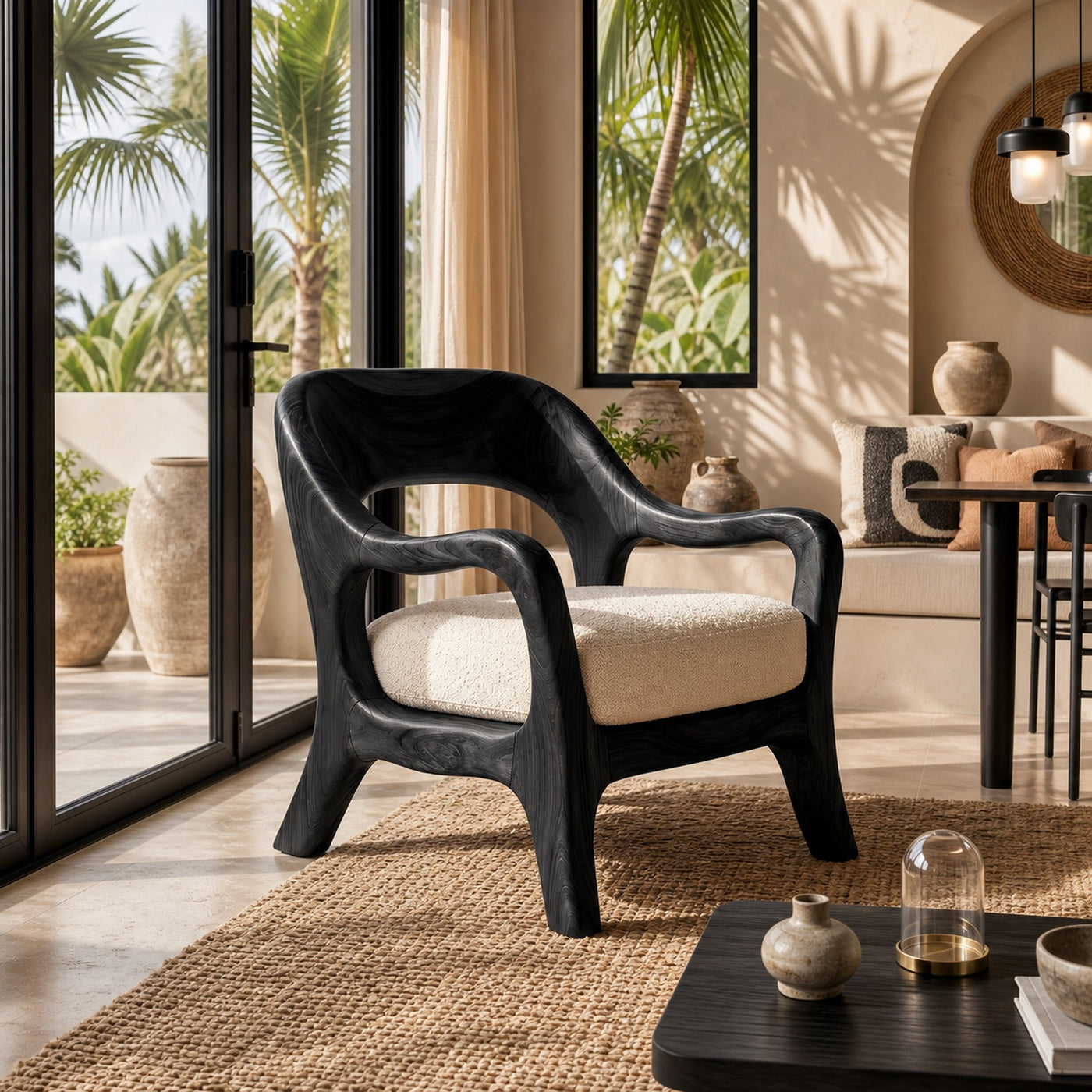 Organic Modern Statement Chair Luxury Living Space - product view 4