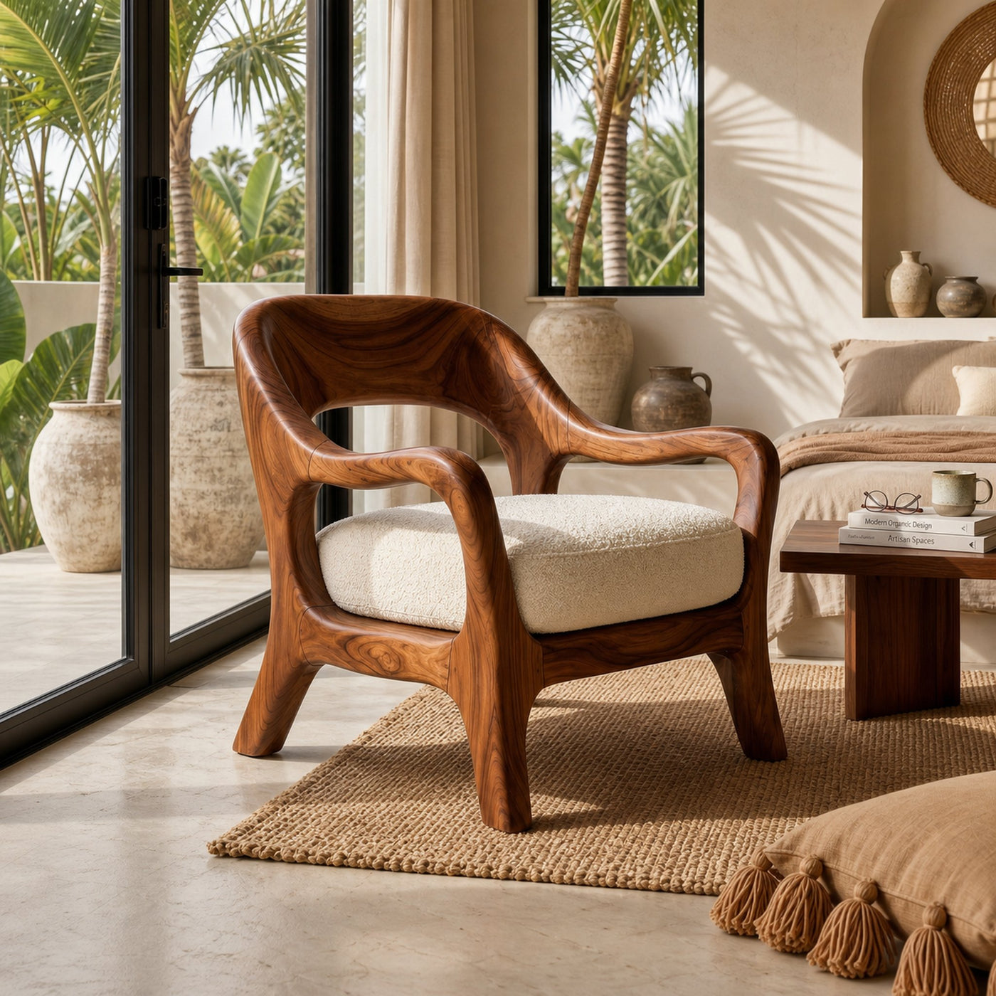 Organic Modern Statement Chair Luxury Living Space - product view 5