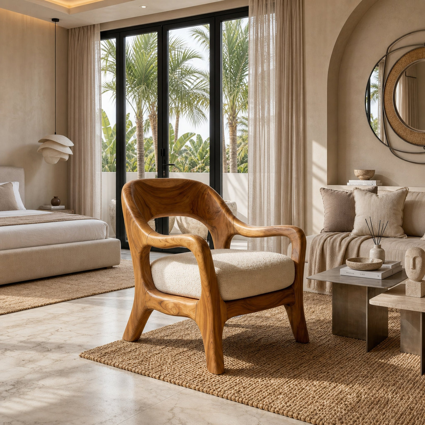 Organic Modern Statement Chair Luxury Living Space - product view 6